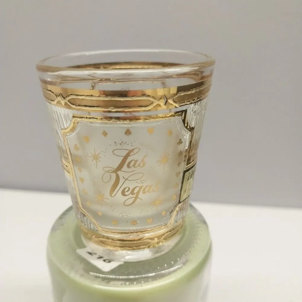 Vintage Culver Las Vegas Shot Glass 22k Gold Foil USA Textured Barware